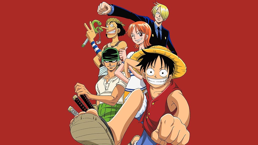Personagens de One Pice em fundo vermelho