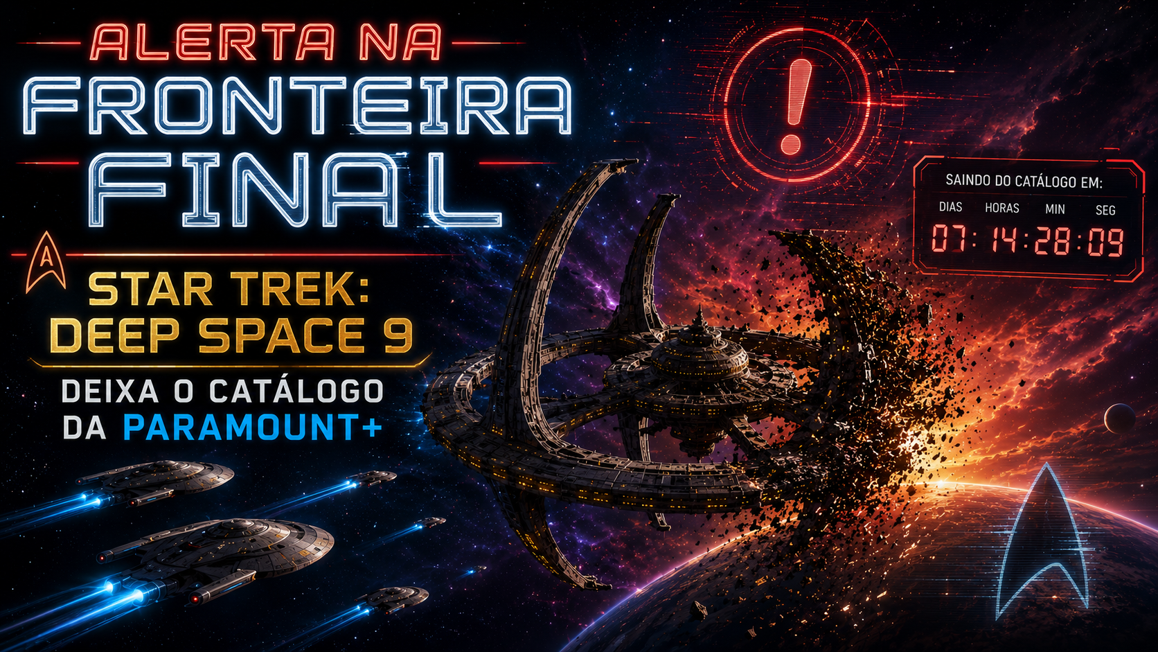 capa para anúncio de Deep Space 9 deixa paramunt+